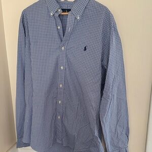 Ralph Lauren Men's Blue Checkered Button-Down Shirt